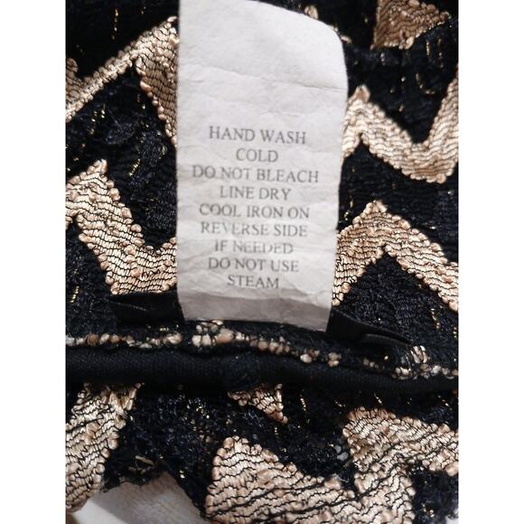 Palazzo Chevron Pants Sz XL Black Gold Fancy Cocktail HOLIDAY Sophisticated Chic - Picture 12 of 12